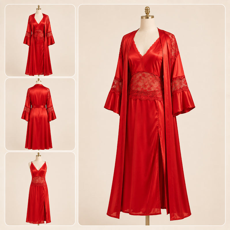 Silk & Net Bridal Nighty - Luxury Nightwear B-0030