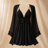 Lace Trim Bridal Nightwear Set with Sheer Robe