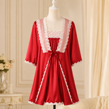 Satin Lace Nightwear Set with Matching Robe
