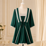 Satin Lace Nightwear Set with Matching Robe