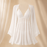 Lace Trim Bridal Nightwear Set with Sheer Robe