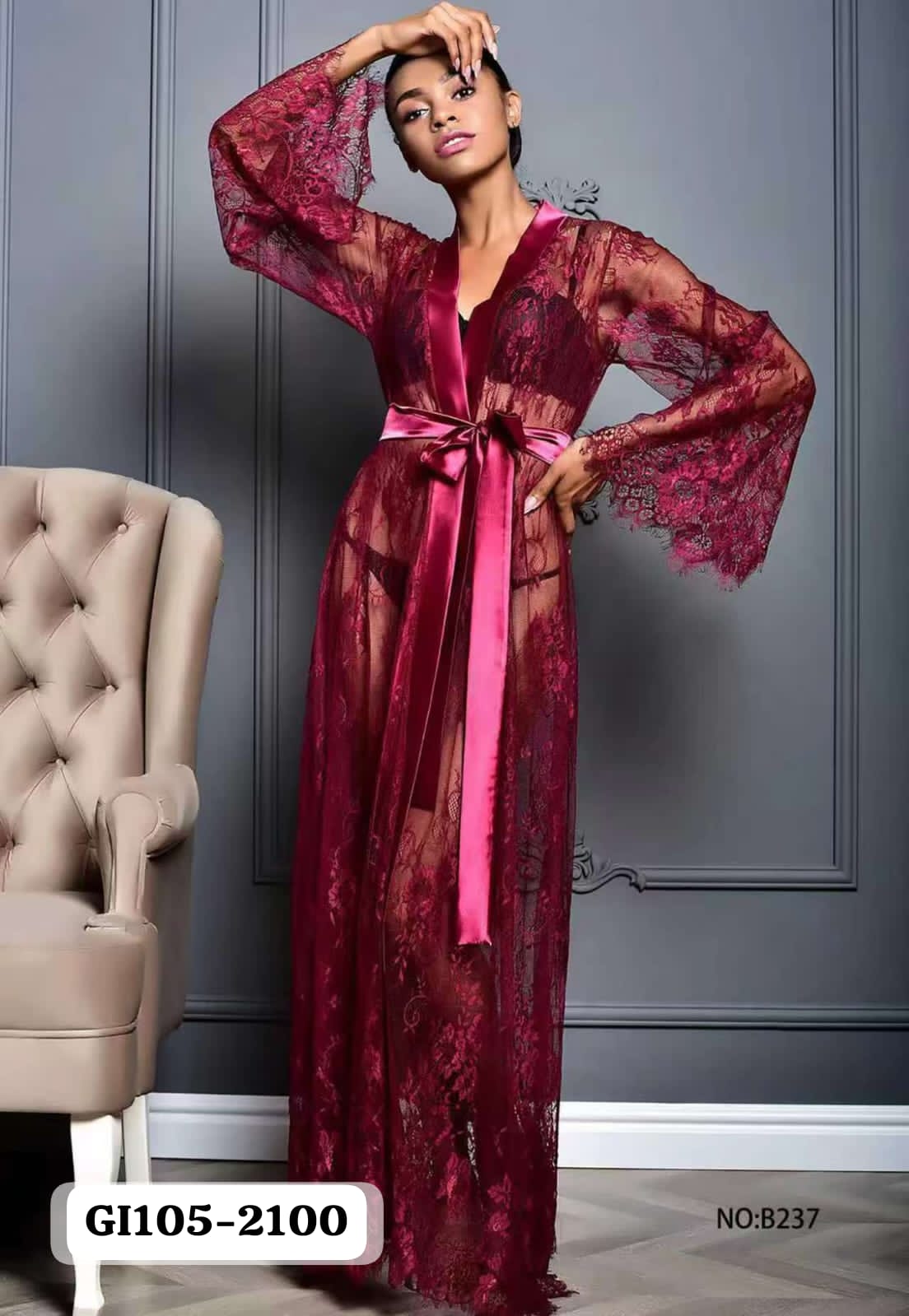 Fancy full sleeves long gown full net stretchable fabric