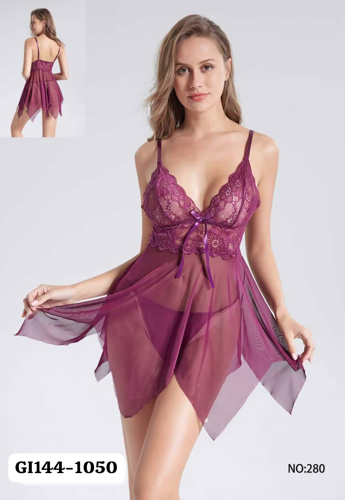 Fancy short lingerie full net frok style stretchable fabric free size