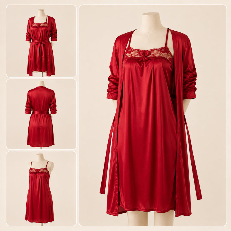 Babydoll Silk Nighty - Front Open Bridal Set B-0032