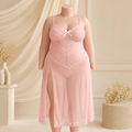 Net fancy long lingerie full net stretchable fabric plus size