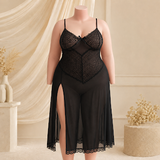 Long Net Lingerie Gown - Plus Size Nightwear