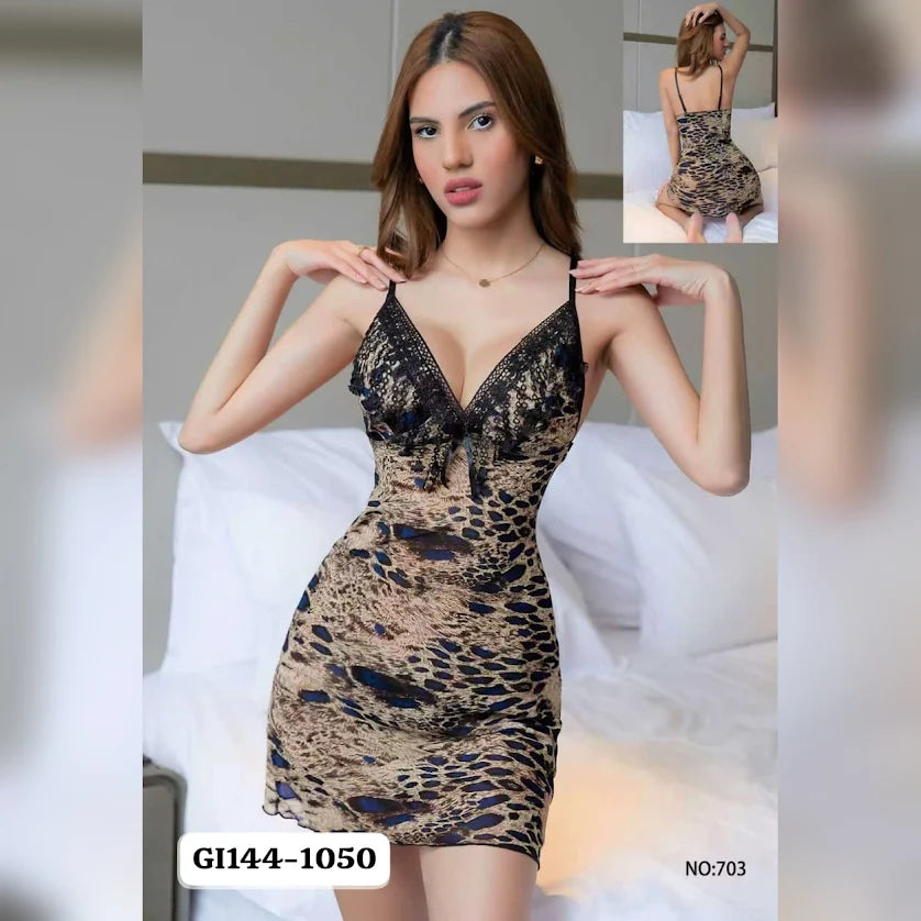 Leopard Print Short Lingerie - Net Babydoll