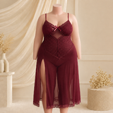 Long Net Lingerie Gown - Plus Size Nightwear