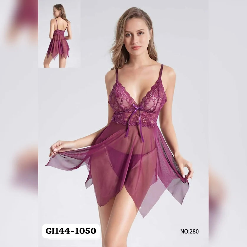 Frock Style Net Short Lingerie - Free Size