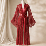 Full Sleeve Net Gown Nighty - Long Nightwear